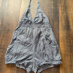 Wet Seal Blue Floral Smocked Romper